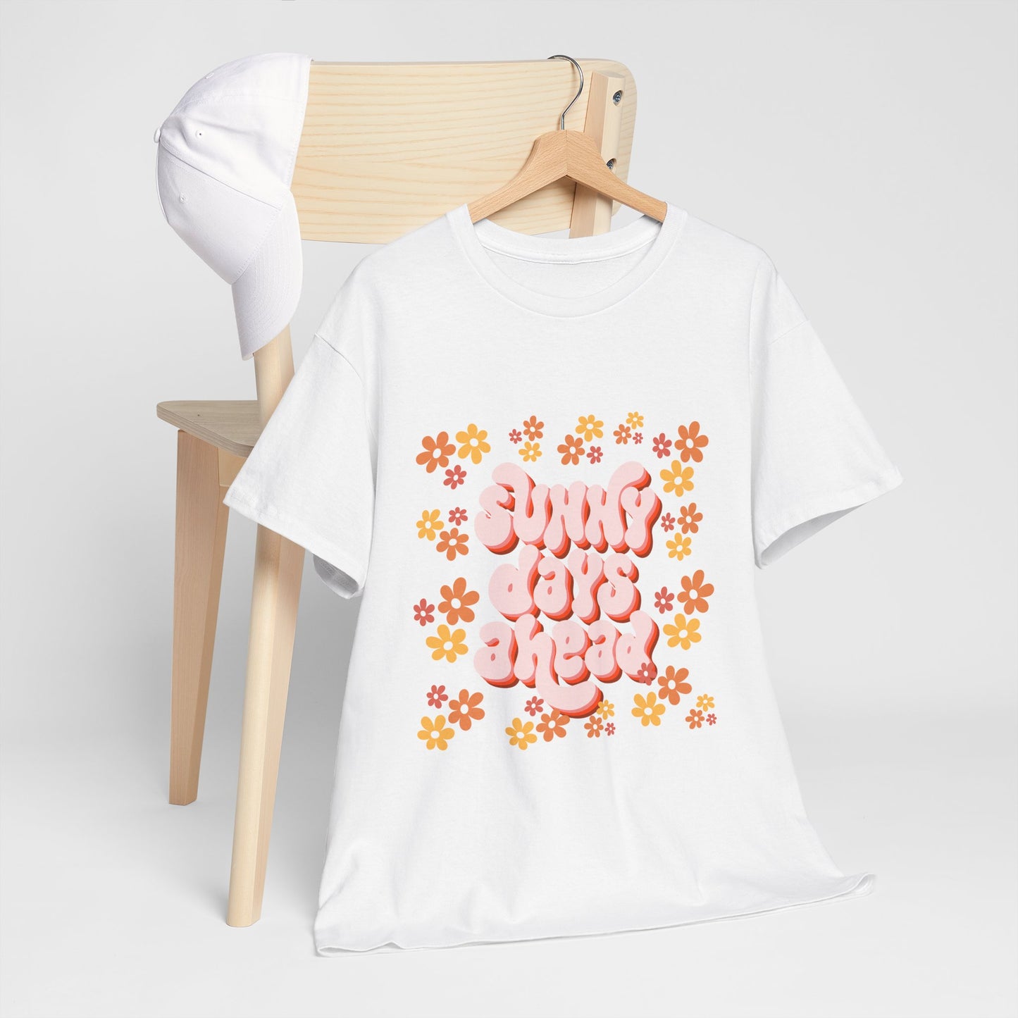 Sunny Days Ahead Tee, Unisex Cotton Tee, Flower Graphic Shirt, Casual Summer T-Shirt, Positive Vibes Apparel, Gift for Friends