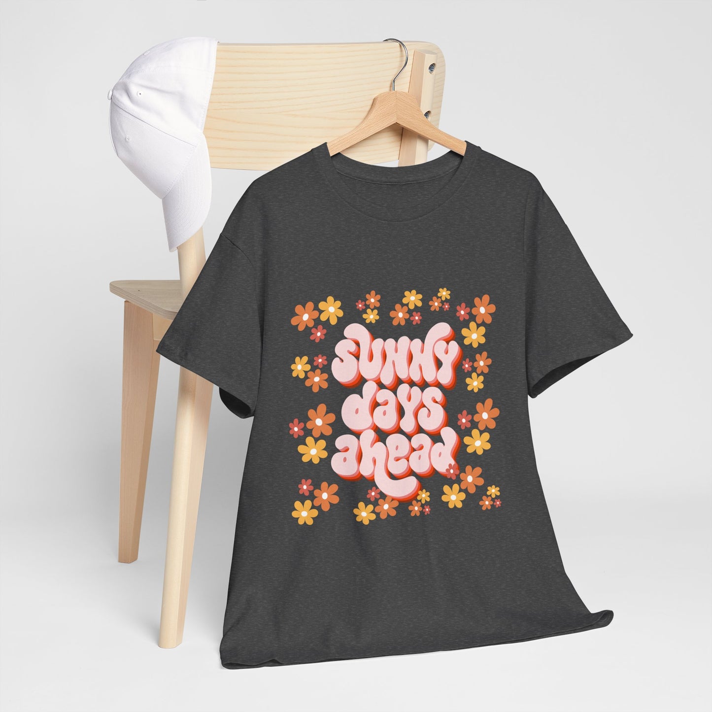 Sunny Days Ahead Tee, Unisex Cotton Tee, Flower Graphic Shirt, Casual Summer T-Shirt, Positive Vibes Apparel, Gift for Friends