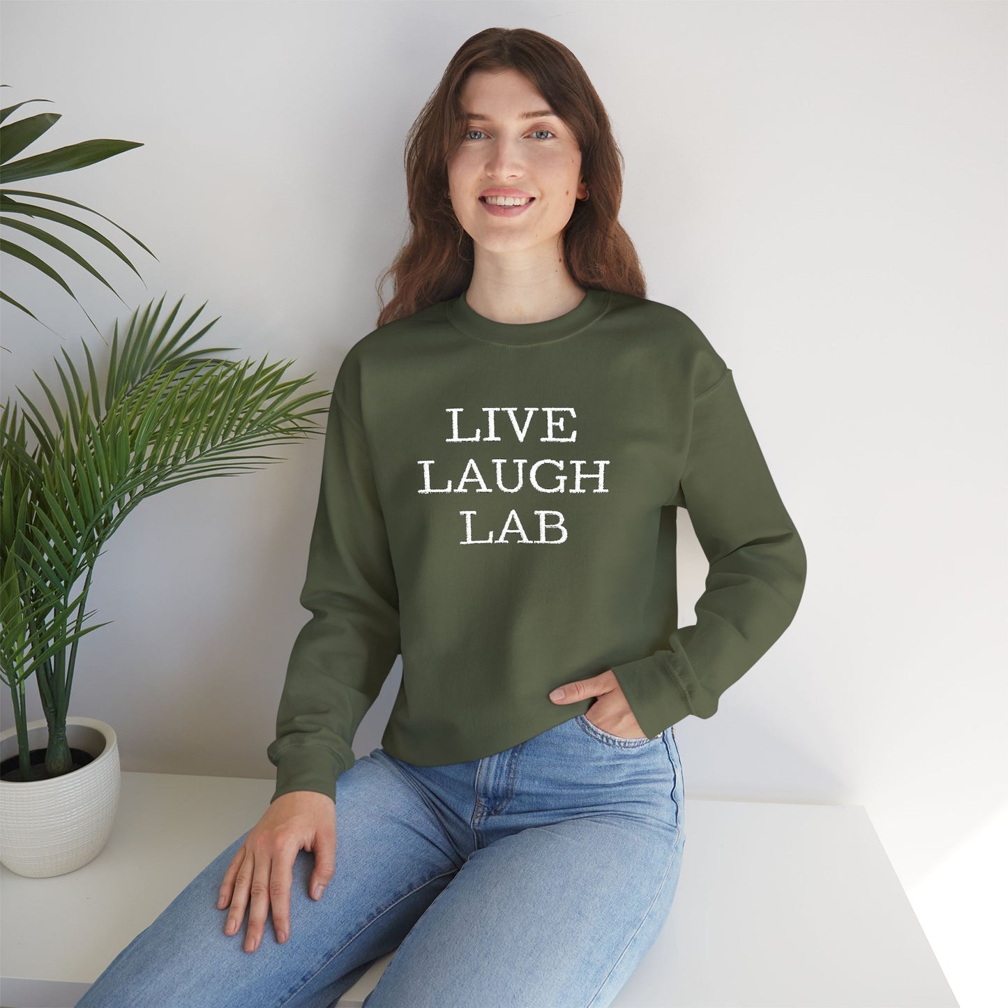 Live Laugh Lab Sweatshirt, Cozy Unisex Crewneck, Funny Gift, Casual Wear, Ideal for Friends, Perfect for Everyday Comfort