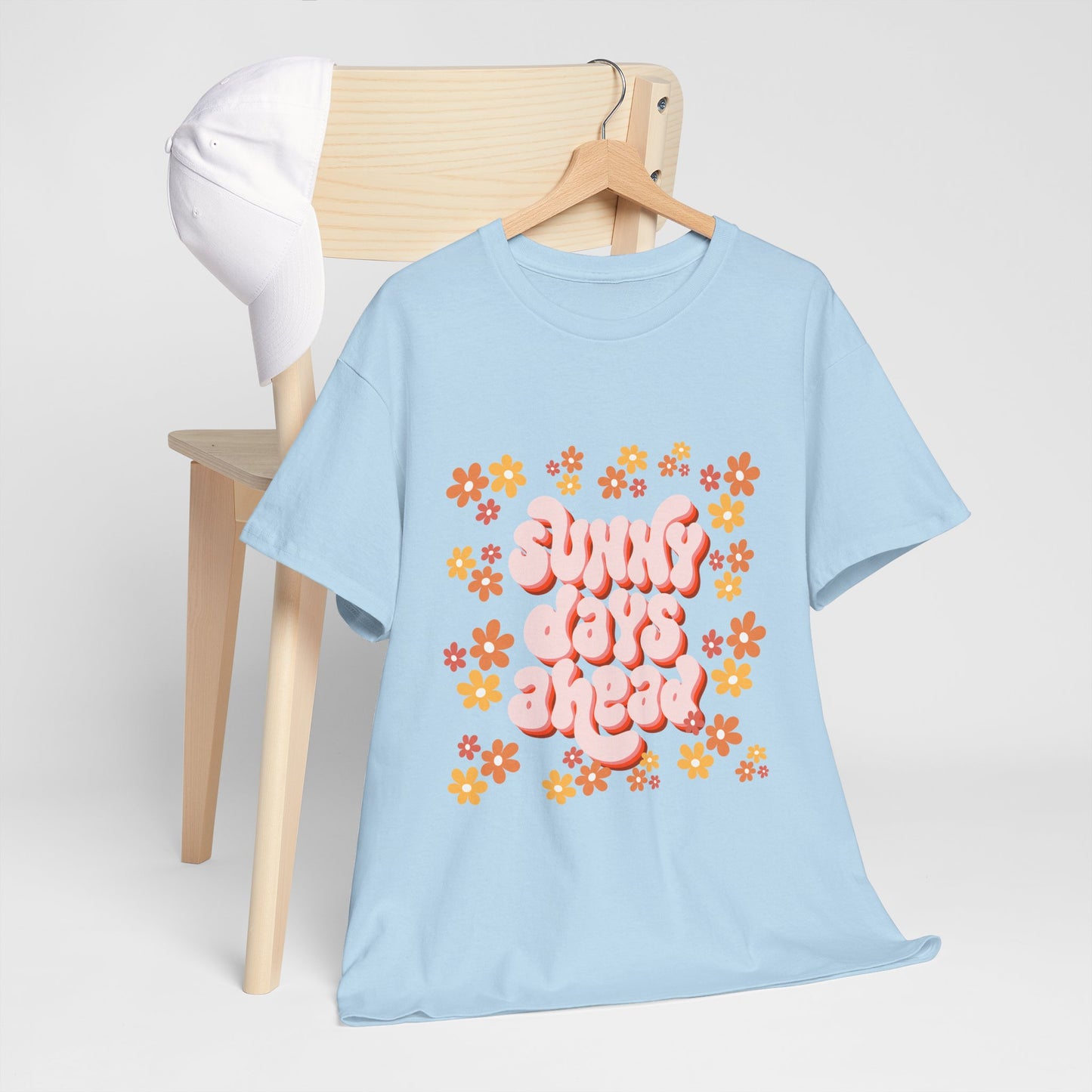 Sunny Days Ahead Tee, Unisex Cotton Tee, Flower Graphic Shirt, Casual Summer T-Shirt, Positive Vibes Apparel, Gift for Friends