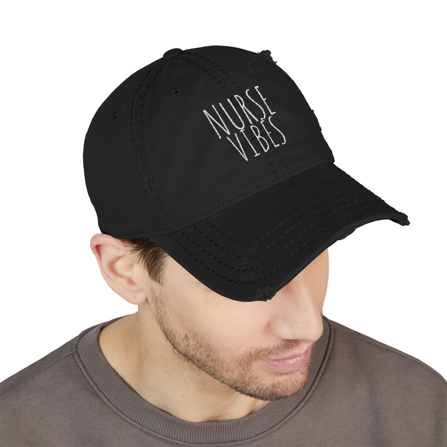 Distressed Dad Hat - Nurse Vibes, Stylish Cap for Healthcare Workers, Casual Wear, Gifts for Nurses, Adjustable Hat