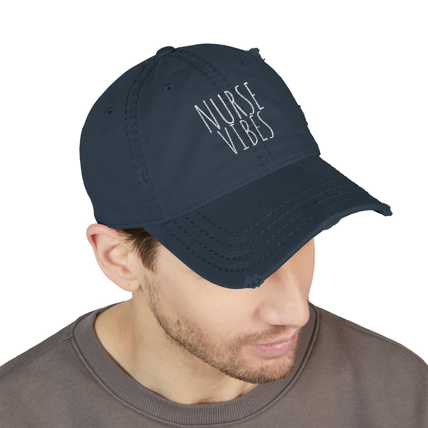 Distressed Dad Hat - Nurse Vibes, Stylish Cap for Healthcare Workers, Casual Wear, Gifts for Nurses, Adjustable Hat