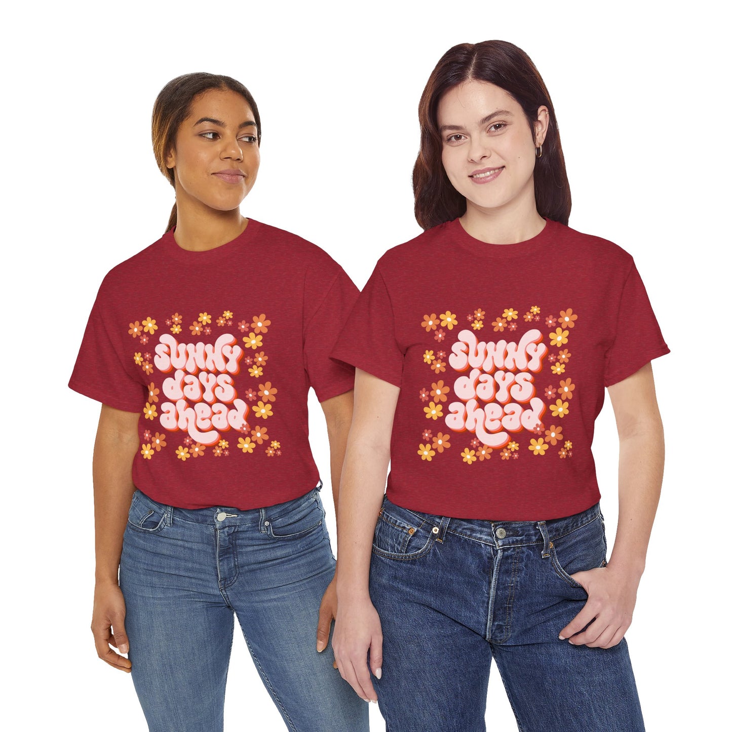 Sunny Days Ahead Tee, Unisex Cotton Tee, Flower Graphic Shirt, Casual Summer T-Shirt, Positive Vibes Apparel, Gift for Friends