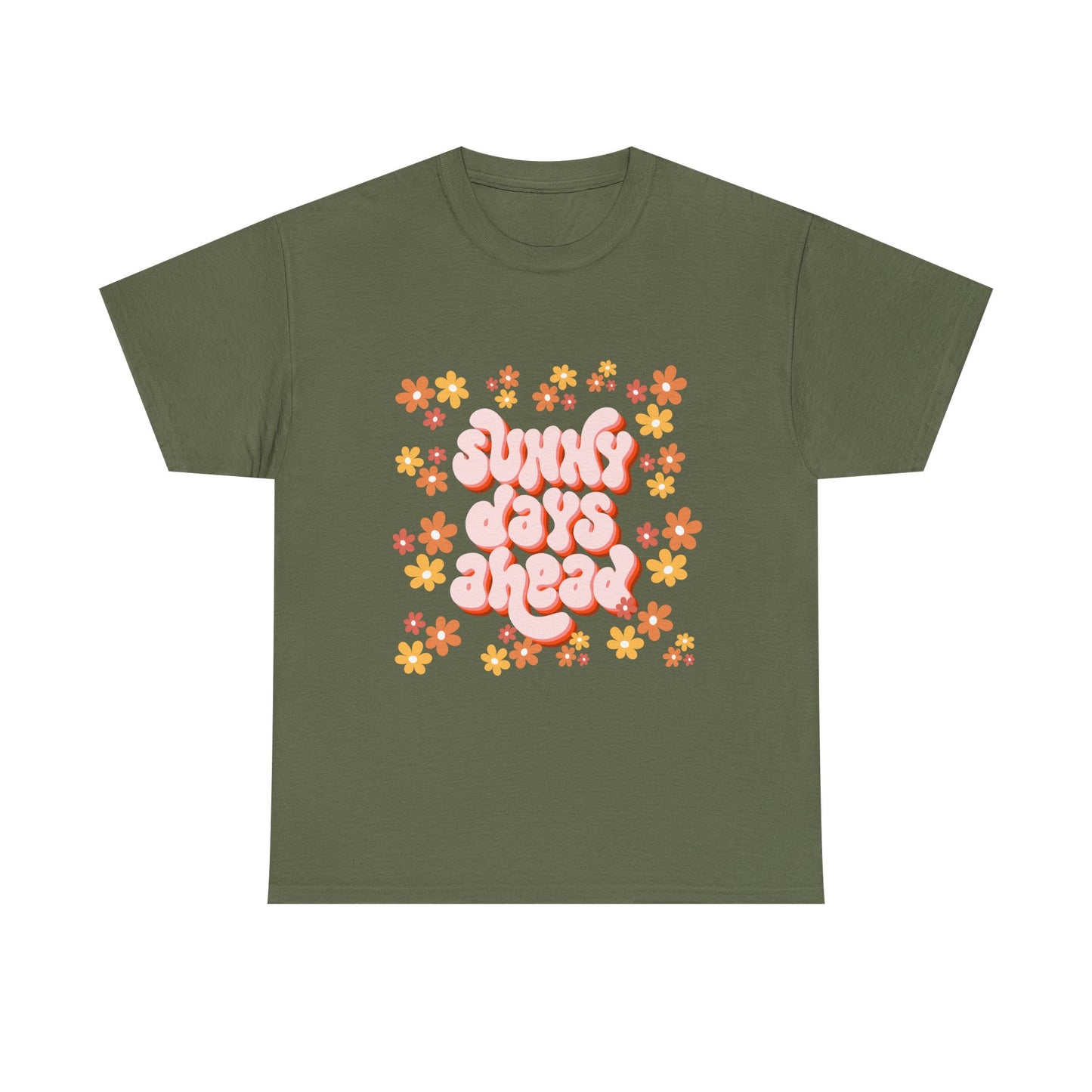 Sunny Days Ahead Tee, Unisex Cotton Tee, Flower Graphic Shirt, Casual Summer T-Shirt, Positive Vibes Apparel, Gift for Friends