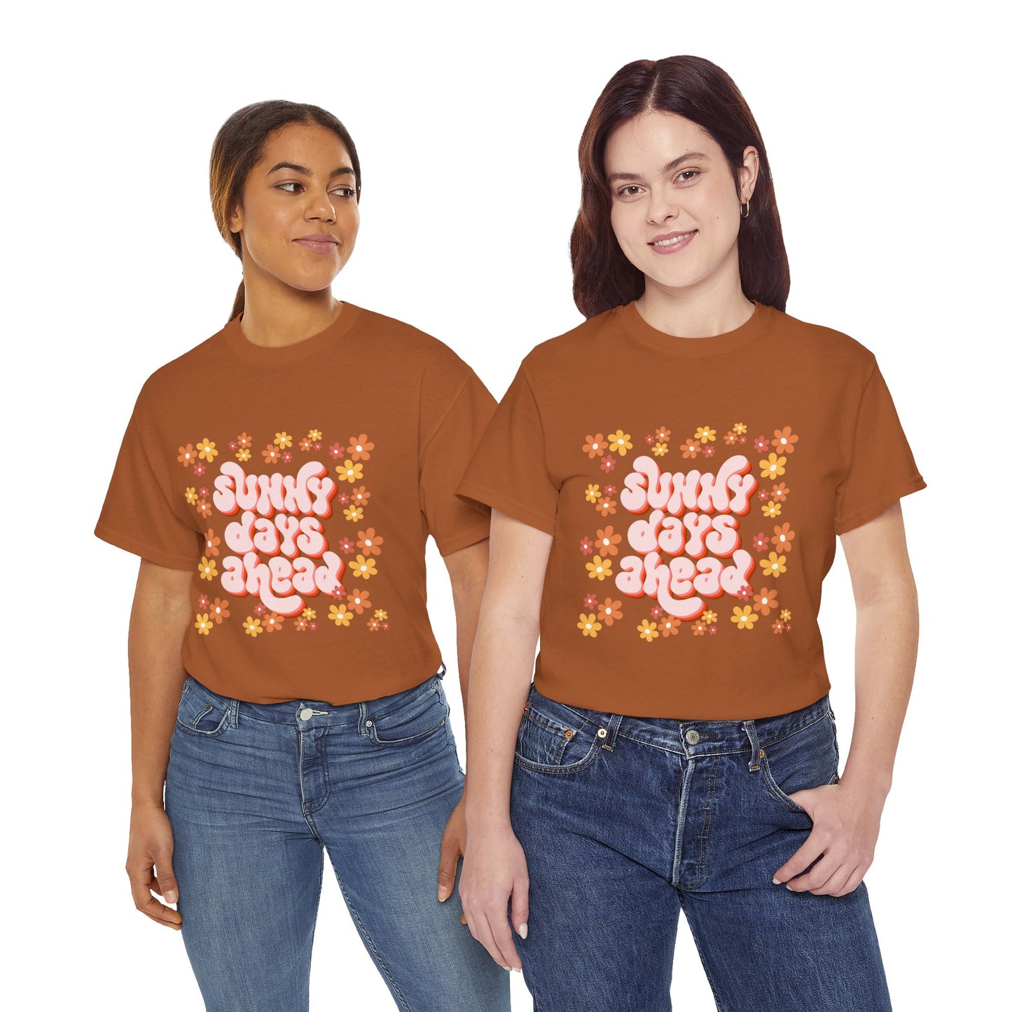 Sunny Days Ahead Tee, Unisex Cotton Tee, Flower Graphic Shirt, Casual Summer T-Shirt, Positive Vibes Apparel, Gift for Friends