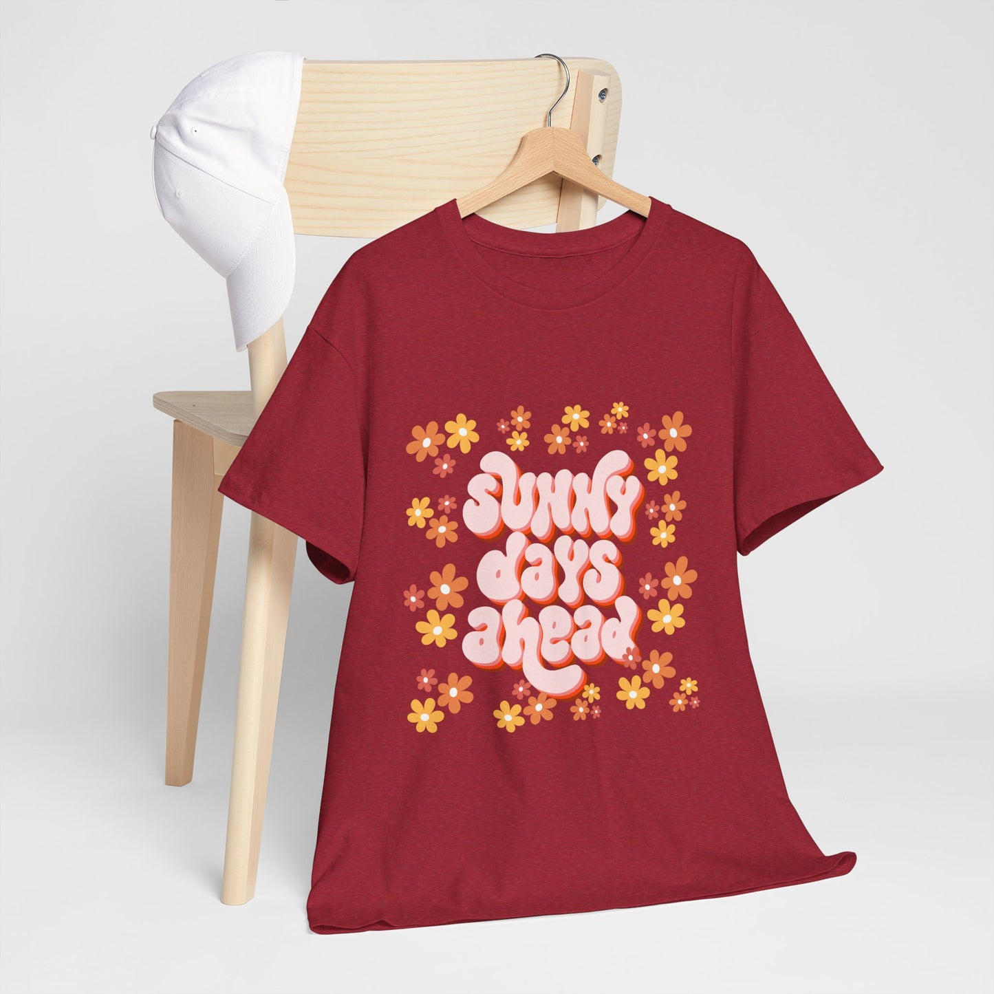 Sunny Days Ahead Tee, Unisex Cotton Tee, Flower Graphic Shirt, Casual Summer T-Shirt, Positive Vibes Apparel, Gift for Friends
