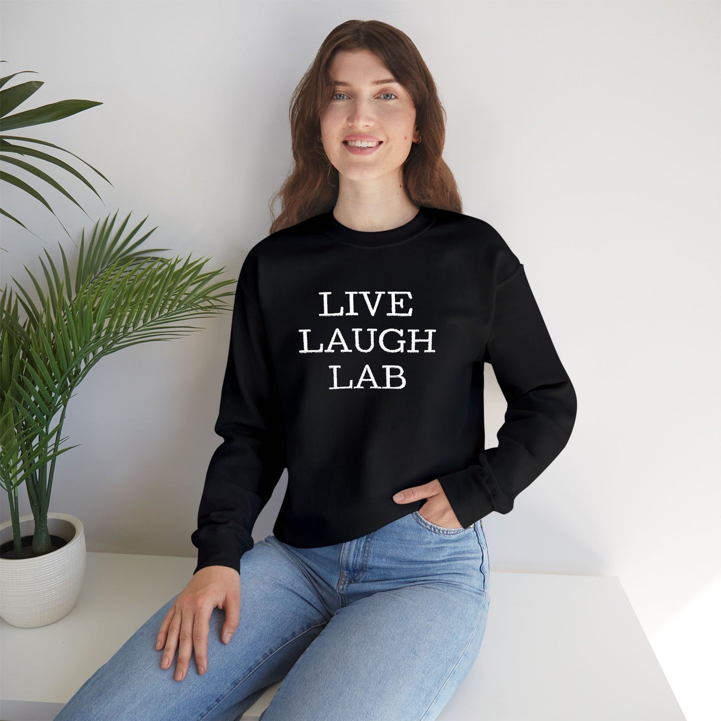 Live Laugh Lab Sweatshirt, Cozy Unisex Crewneck, Funny Gift, Casual Wear, Ideal for Friends, Perfect for Everyday Comfort