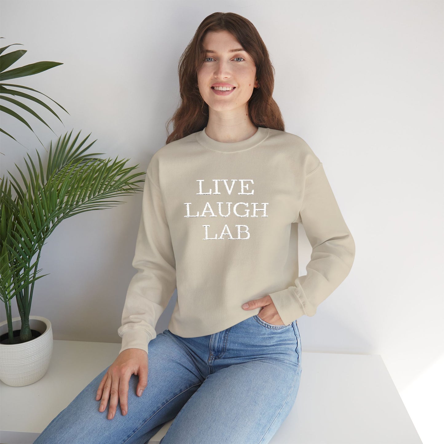 Live Laugh Lab Sweatshirt, Cozy Unisex Crewneck, Funny Gift, Casual Wear, Ideal for Friends, Perfect for Everyday Comfort