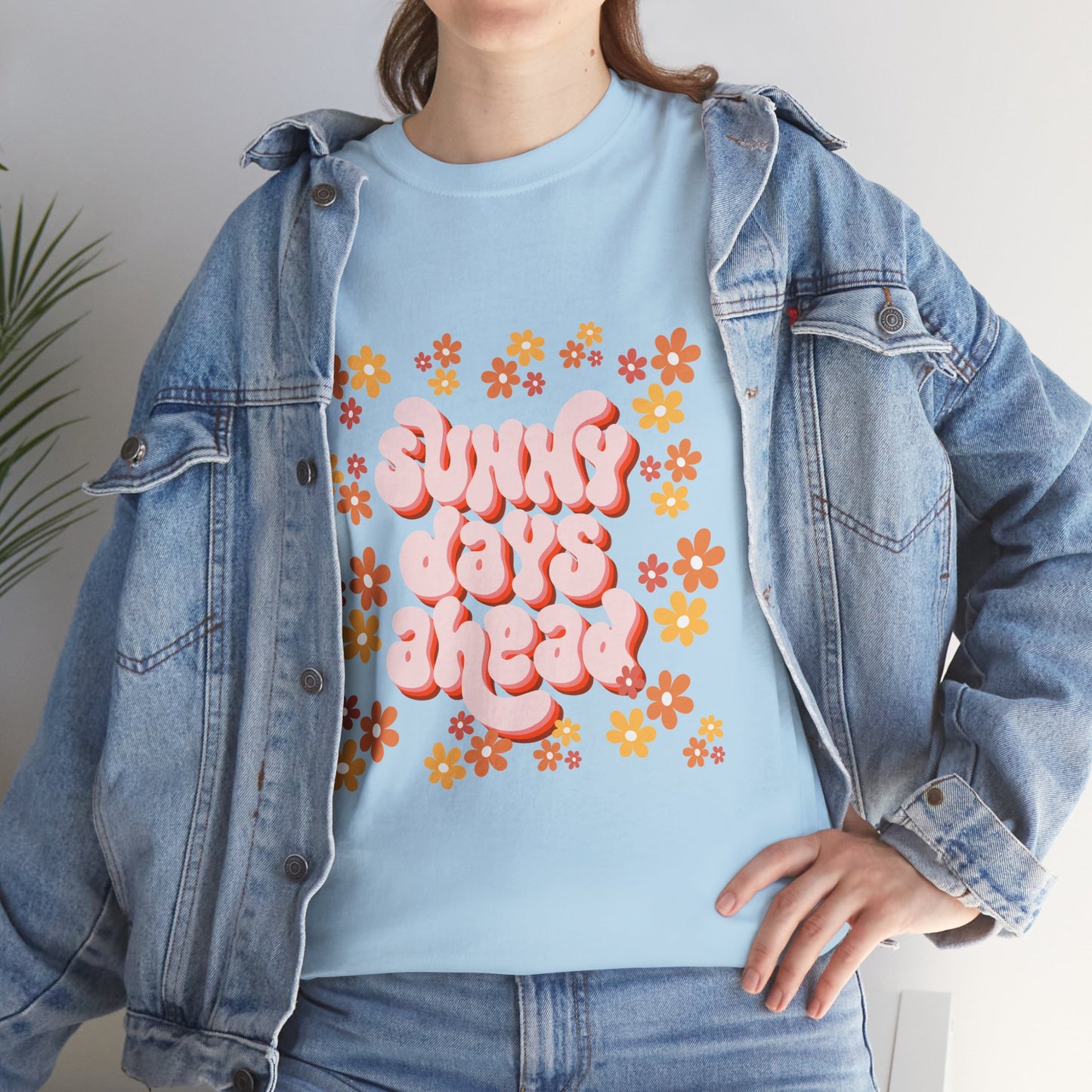 Sunny Days Ahead Tee, Unisex Cotton Tee, Flower Graphic Shirt, Casual Summer T-Shirt, Positive Vibes Apparel, Gift for Friends