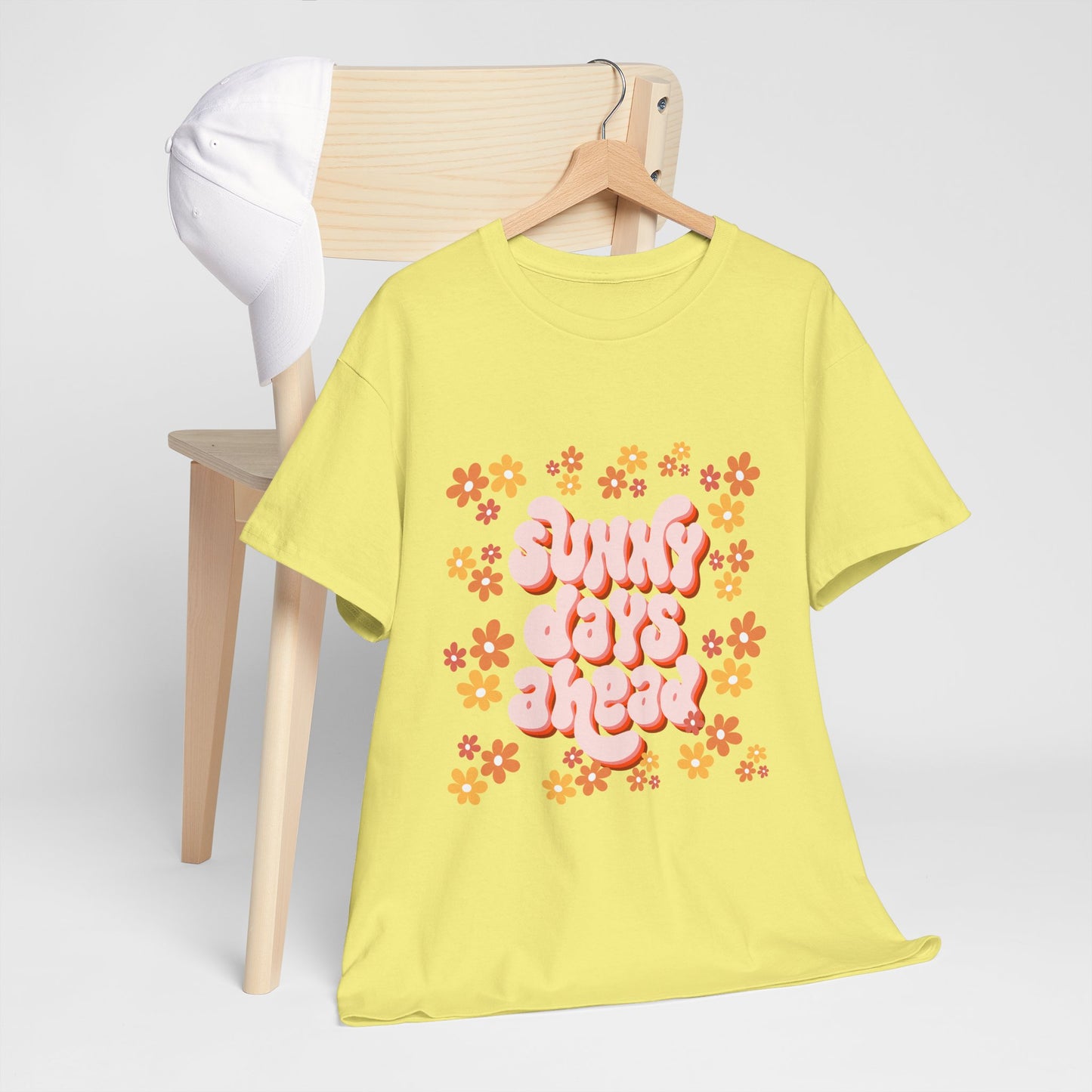 Sunny Days Ahead Tee, Unisex Cotton Tee, Flower Graphic Shirt, Casual Summer T-Shirt, Positive Vibes Apparel, Gift for Friends