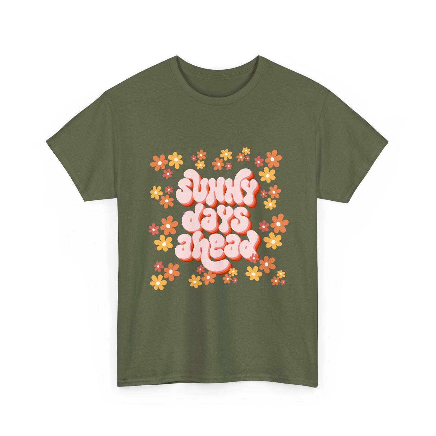 Sunny Days Ahead Tee, Unisex Cotton Tee, Flower Graphic Shirt, Casual Summer T-Shirt, Positive Vibes Apparel, Gift for Friends