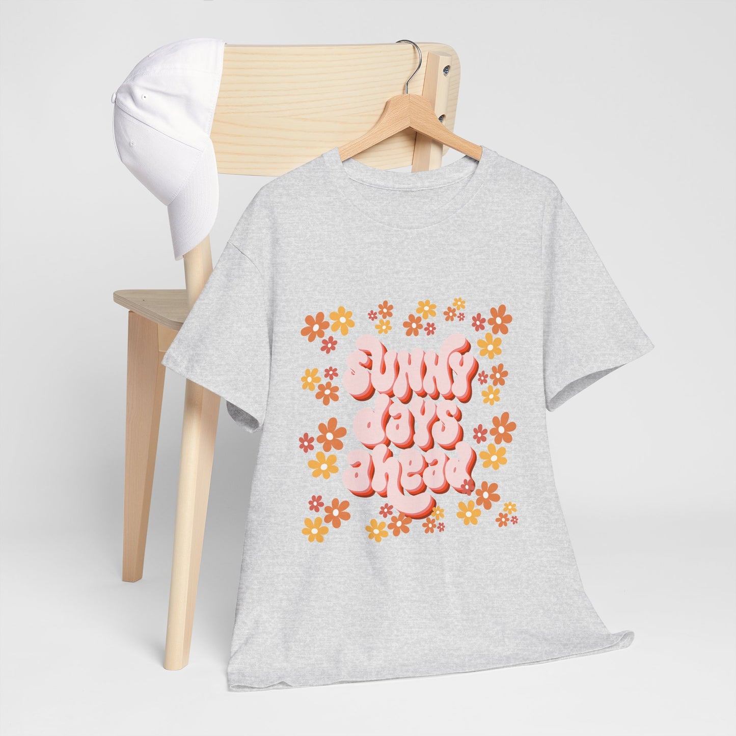 Sunny Days Ahead Tee, Unisex Cotton Tee, Flower Graphic Shirt, Casual Summer T-Shirt, Positive Vibes Apparel, Gift for Friends